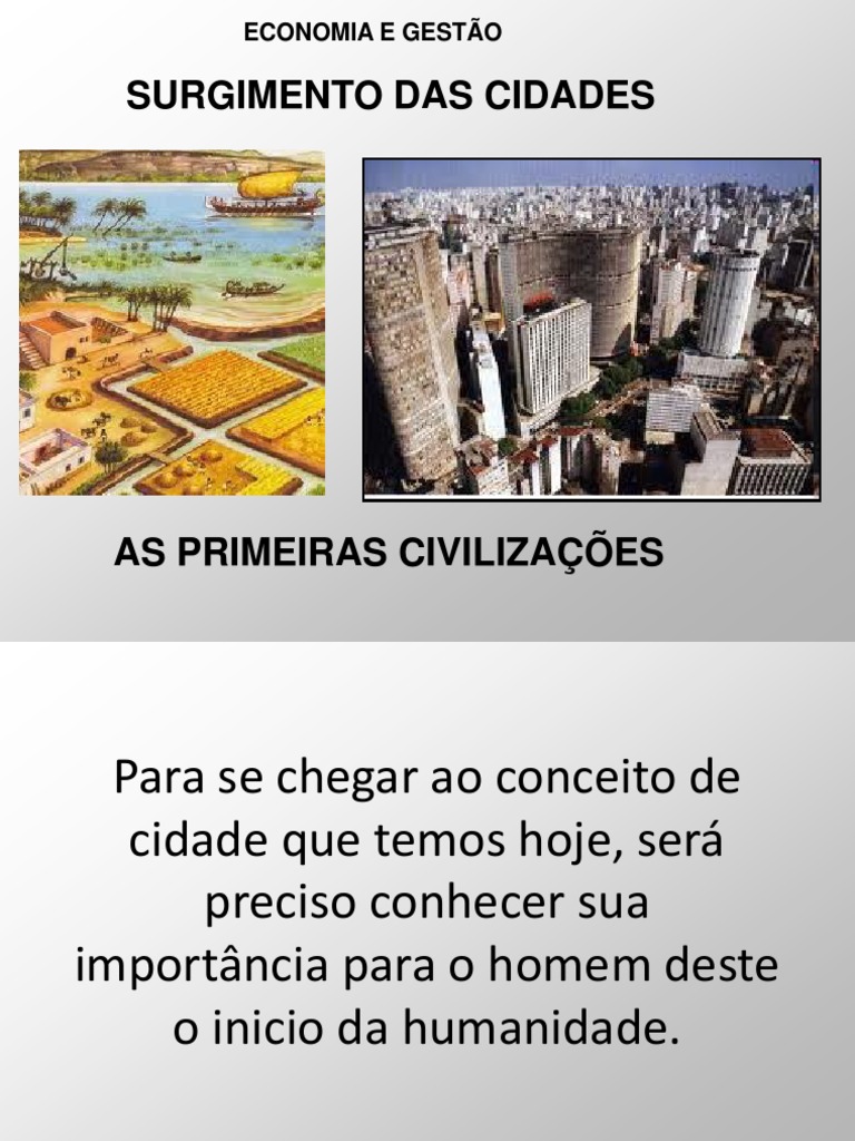 Surgimento das Cidades na Antiguidade | PDF | Cidade | Agricultura