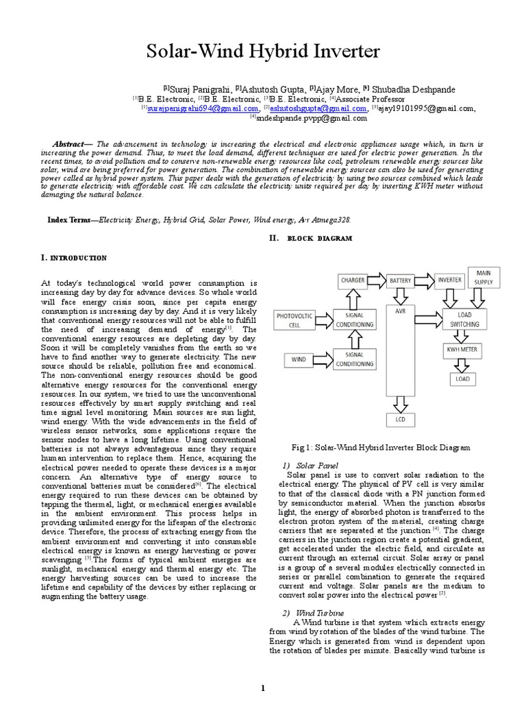 Solar-Wind Hybrid Inverter System | PDF | Power Inverter | Wind Power