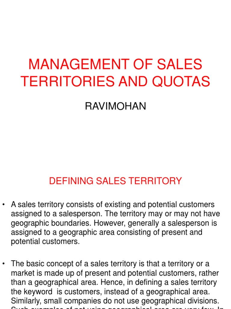 Management of Sales Territories and Quotas | PDF | Corporate Jargon | Sales