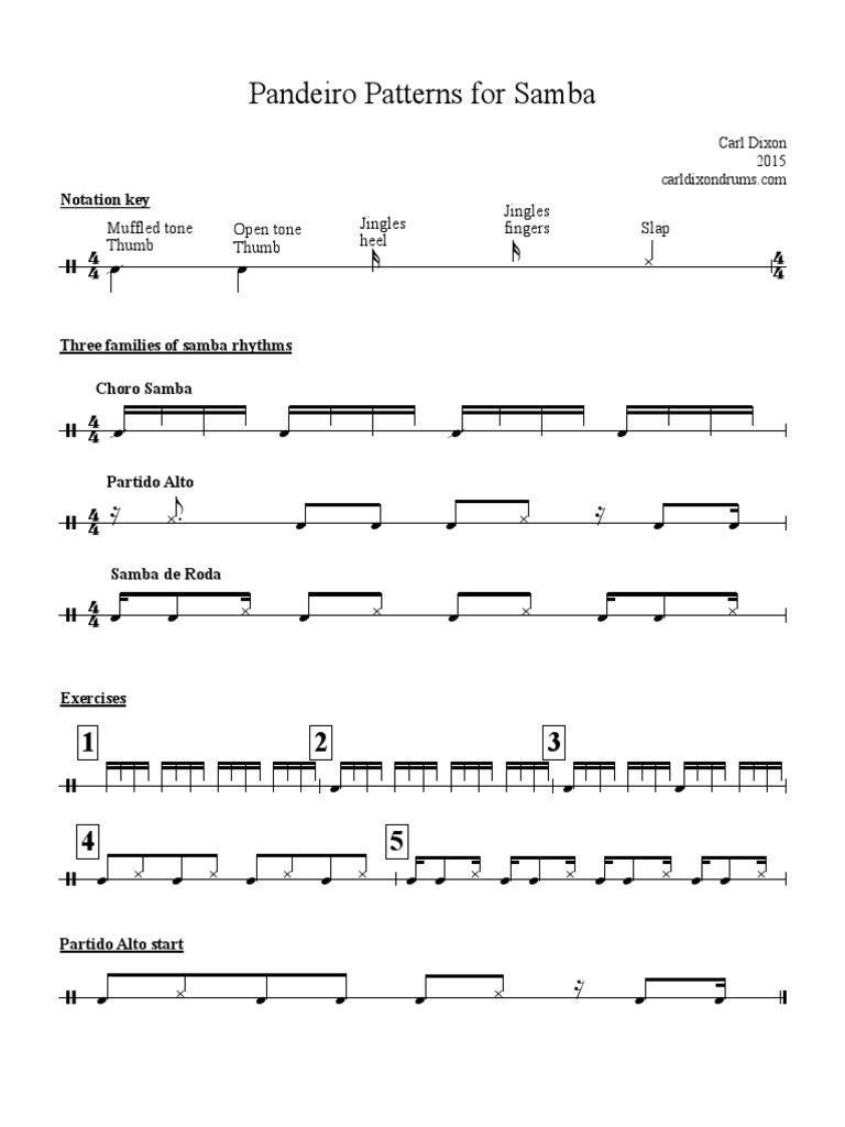 Basic Samba Patterns For Pandeiro PDF