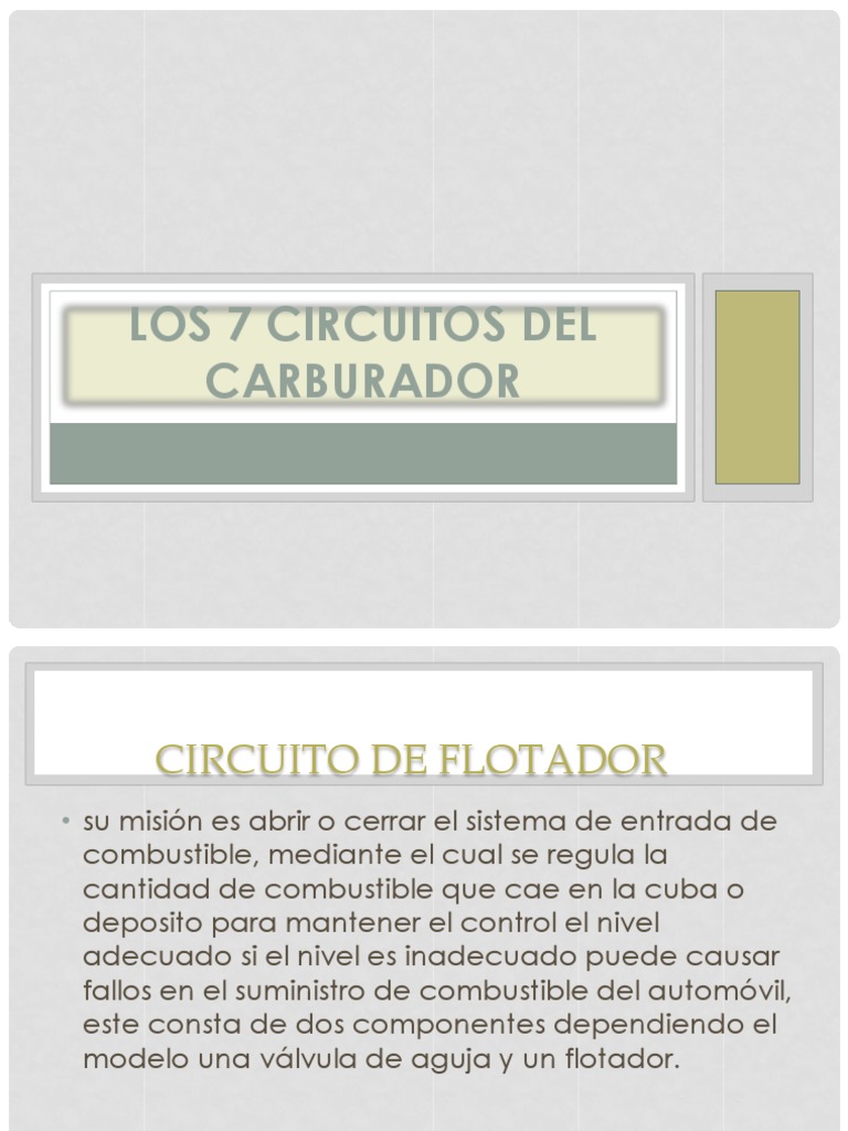 Los 7 Circuitos Carburador | PDF | Carburador | Acelerador