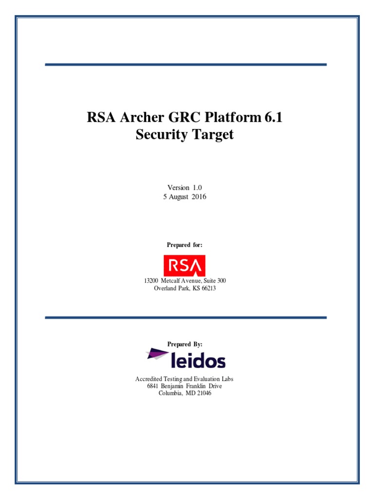 RSA Archer GRC Platform Security Target | PDF | Computer Security ...
