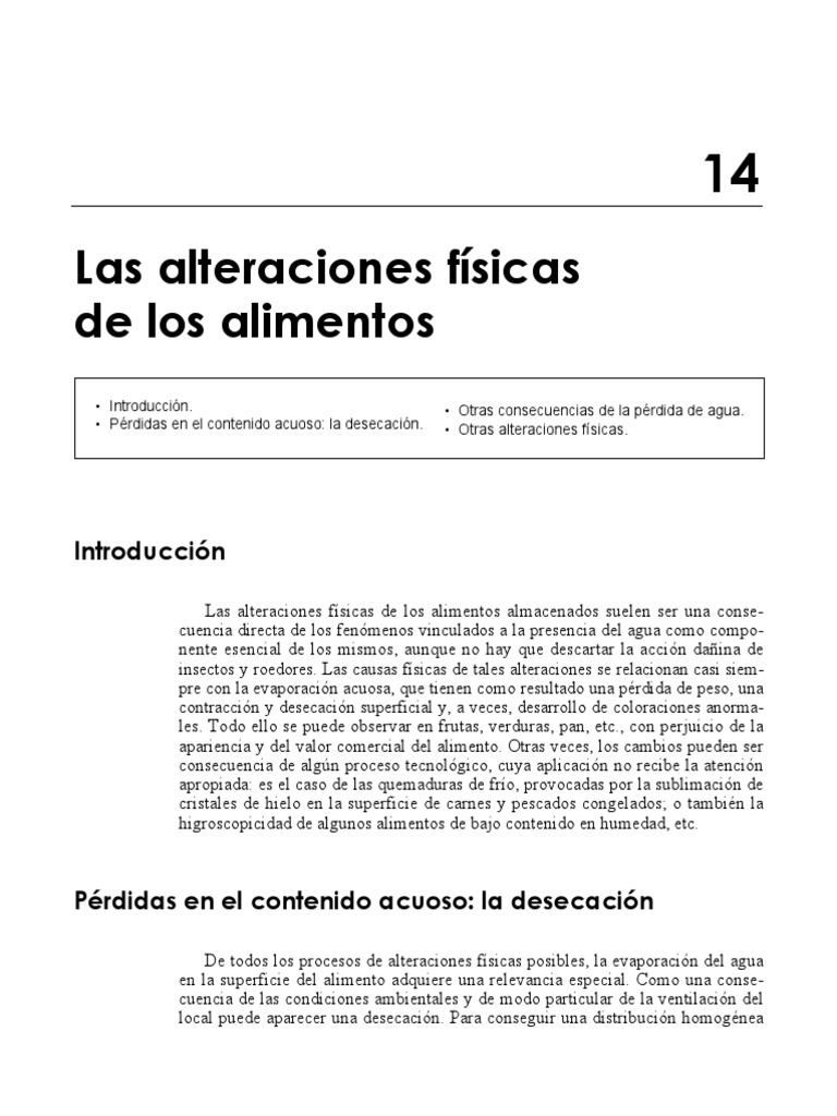 Alteraciones Físicas en Alimentos | PDF | Humedad | Agua