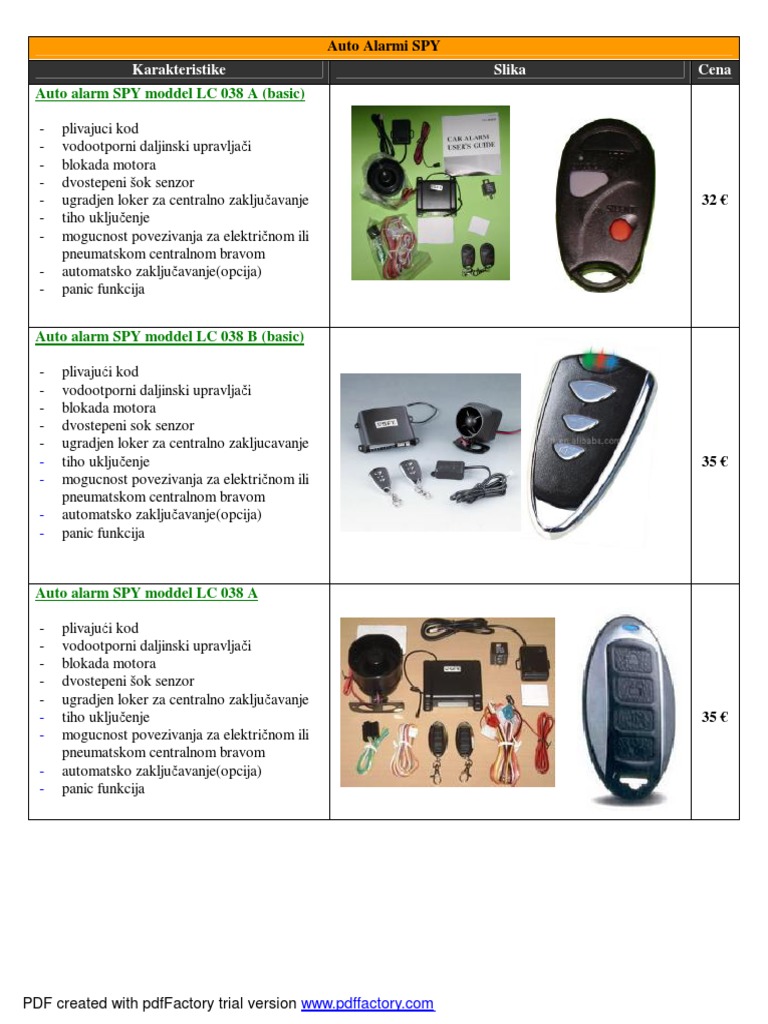Alarme Auto SPY : Modèles et Prix | PDF | Informatique et technologies ...