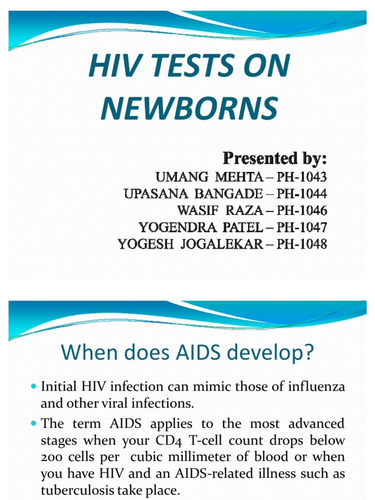 HIV Tests On Newborns PDF Diagnosis Of Hiv/Aids Hiv