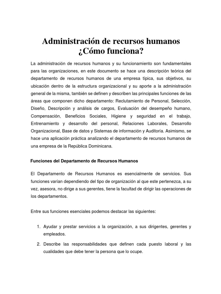 Estructura y Funcionamiento Del Capital Humano | PDF | Gestión de