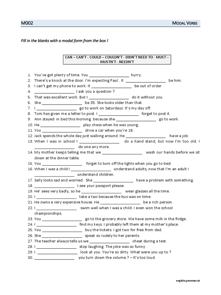 M002 Modal Verbs Pdf Pdf