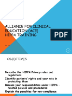 Alliance For Clinical Education (Ace) Hippa Training: SEPT 2012