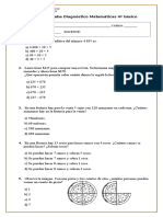 Prueba de Diagnostico 4º Basico