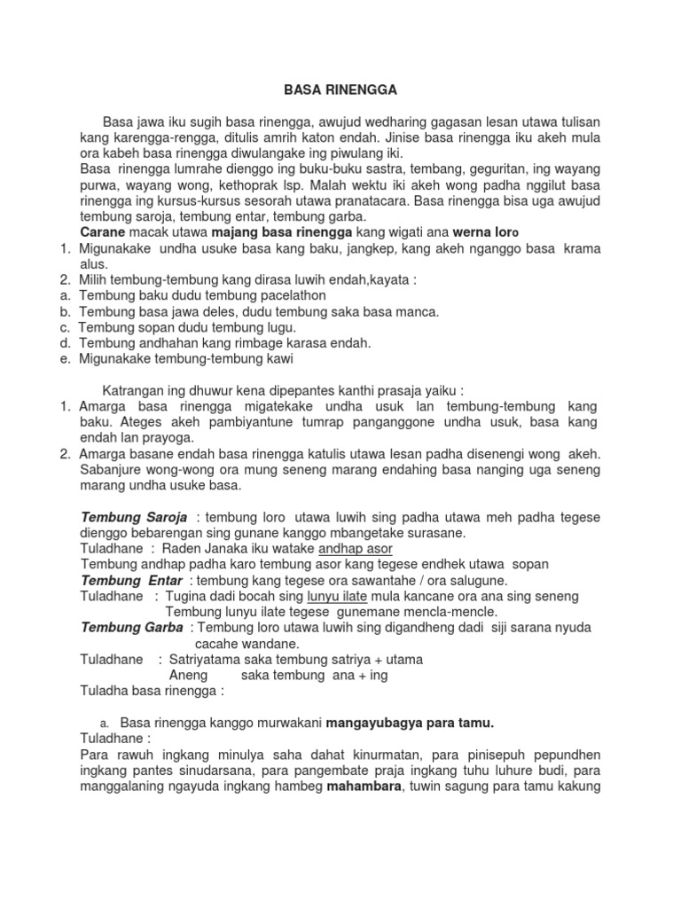 Basa Rinengga | PDF