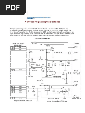 A Universal Programming Cable For Radios: Schematic Diagram | PDF.