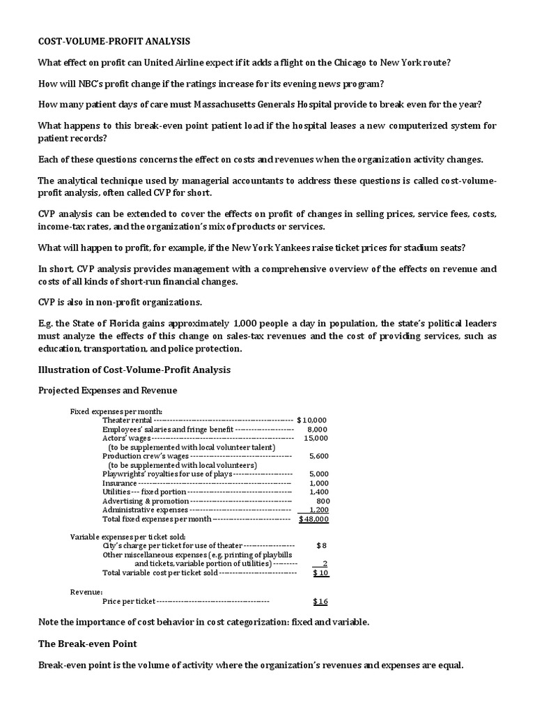 Chapter 7 Cost Volume Profit Analysis | PDF | Management Accounting ...