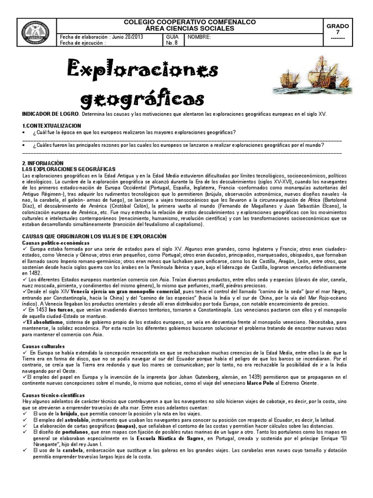 Causas de las Exploraciones Geográficas | PDF | Exploración | Edad del ...