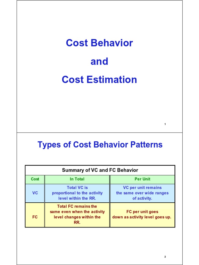 Cost Behavior and Cost Estimation Cost Estimation | PDF | Regression ...