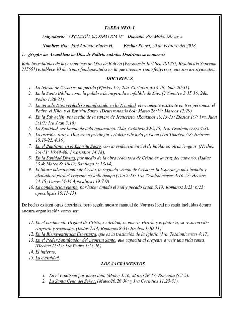 10 Doctrinas Fundamentales de las Asambleas | PDF | Dios en el ...