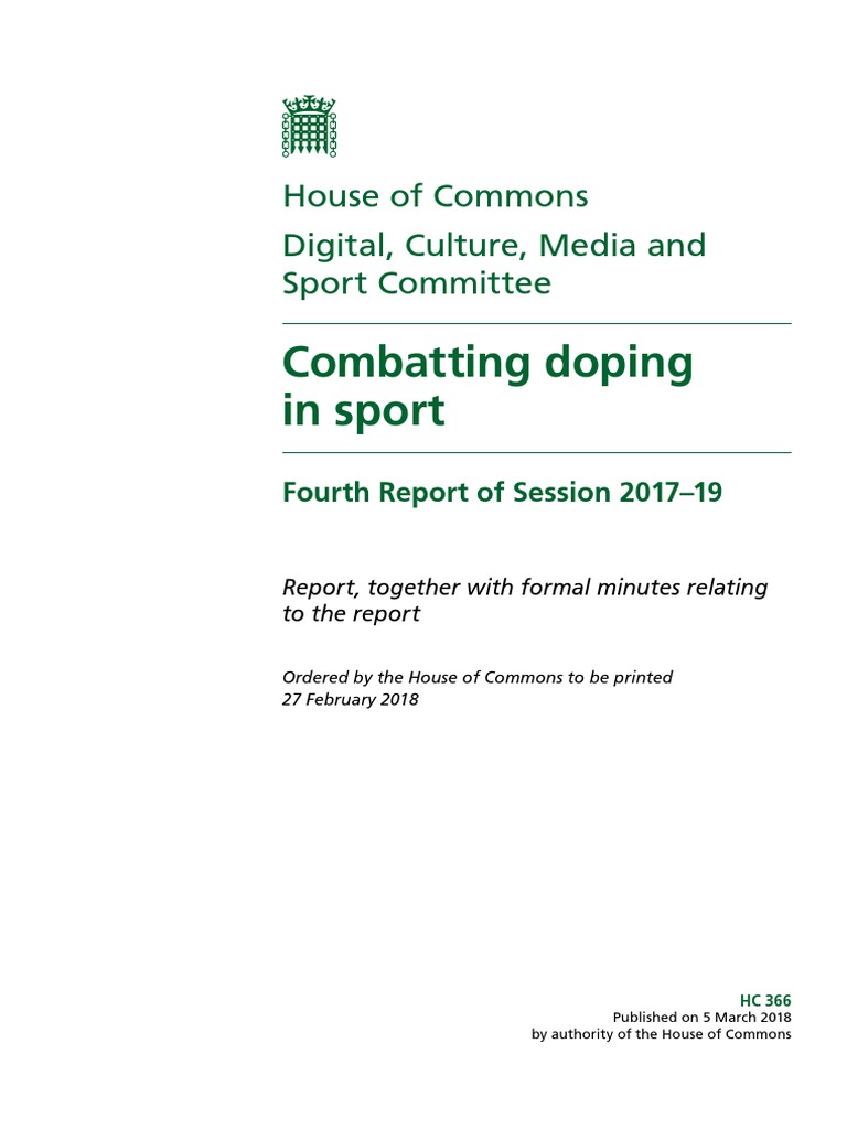 Combatting Doping in Sport Report | PDF | Doping In Sport | Track And Field
