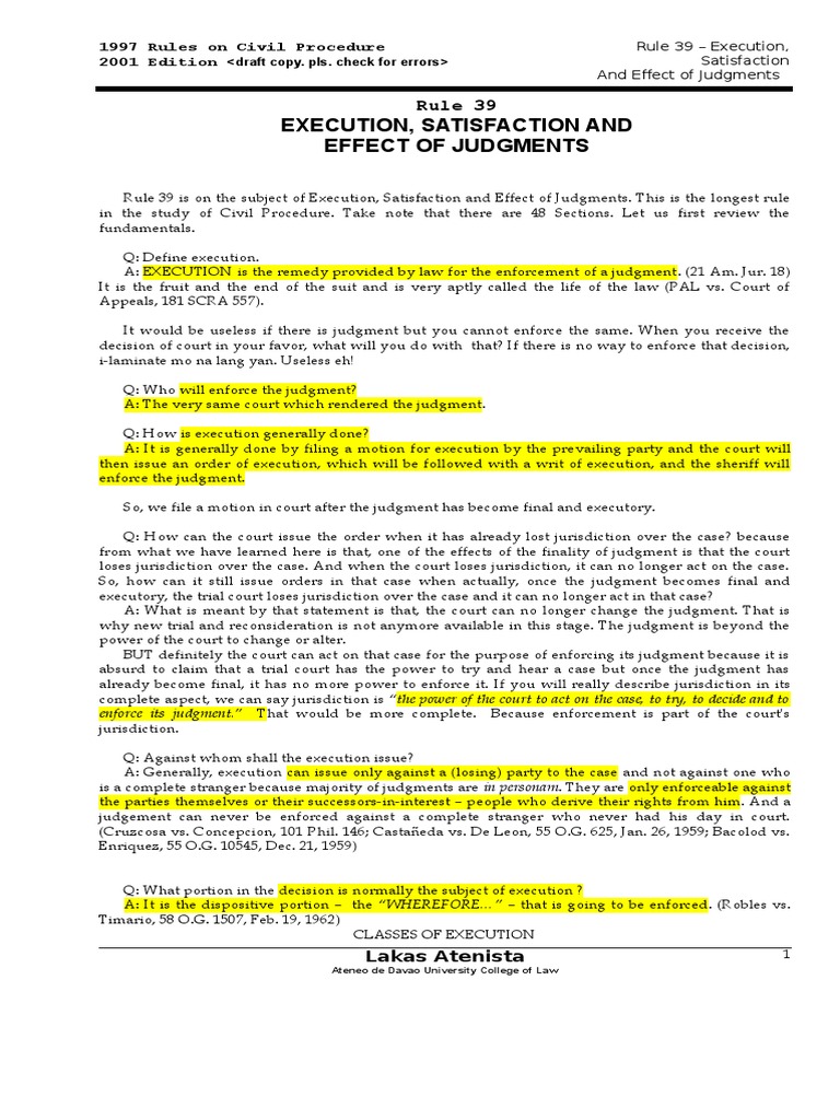 Rule 39 Execution Pdf Supersedeas Bond Judgment Law