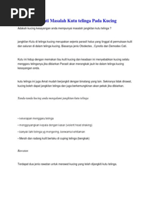 Cara Mengubati Masalah Kutu Telinga Pada Kucing  PDF