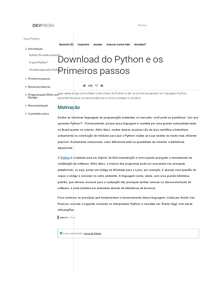 Do Python e Os Primeiros Passos PDF | PDF | Python (linguagem de ...