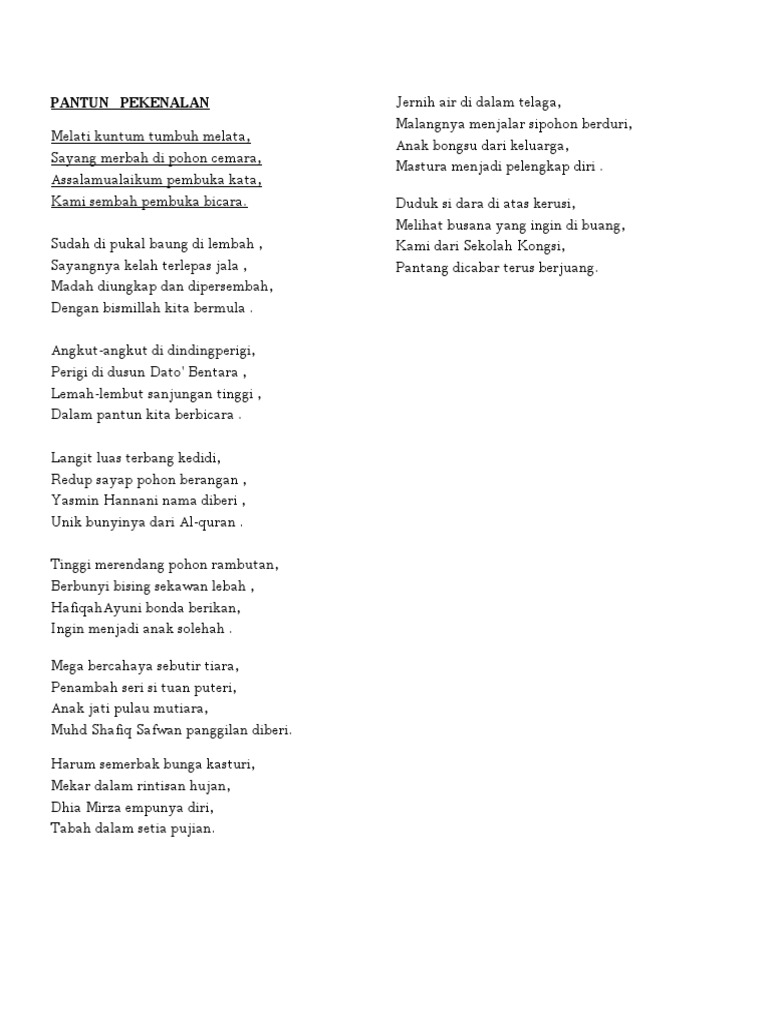 Pantun Perkenalan Pdf