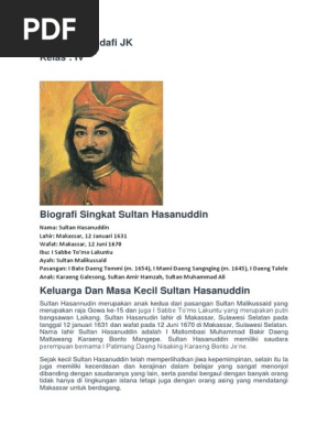 Biografi Sultan Hasanudin Bahasa Inggris Singkat