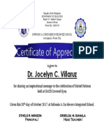 Certificate of Appreciation: Dr. Jocelyn C. Villaruz