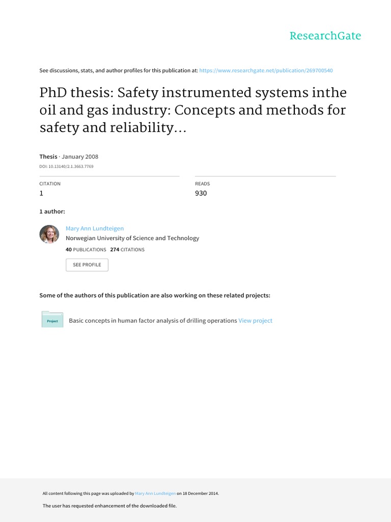 Safety in Oil and Gas Industry | PDF | Reliability Engineering ...