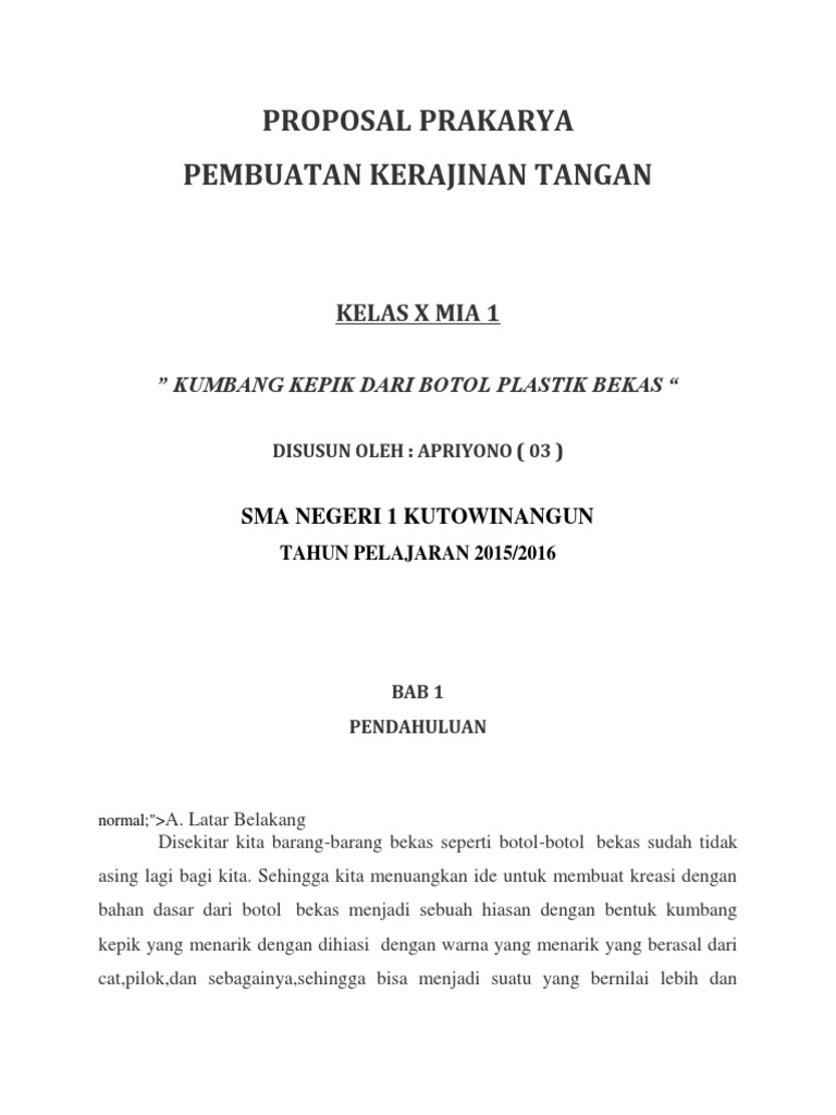 Contoh Proposal  Usaha  Kerajinan  Tangan Dari  Kain Flanel 