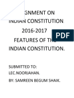 Assignment On Indian Constitution 2016-2017 Features of The Indian Constitution