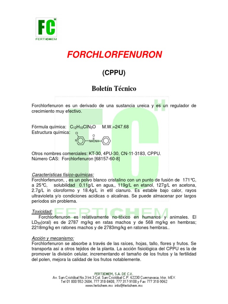 Boletín Técnico de Forchlorfenuron (CPPU) | PDF | Plantas | Naturaleza