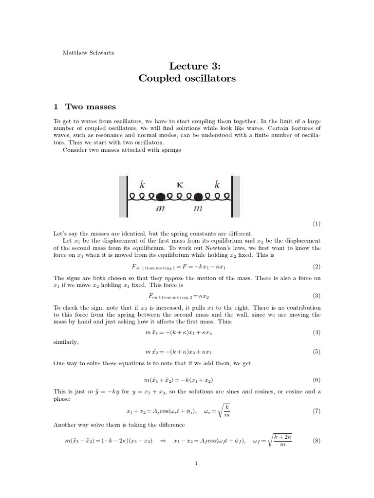Three Coupled Oscillator Dynamics | PDF | Eigenvalues And Eigenvectors ...