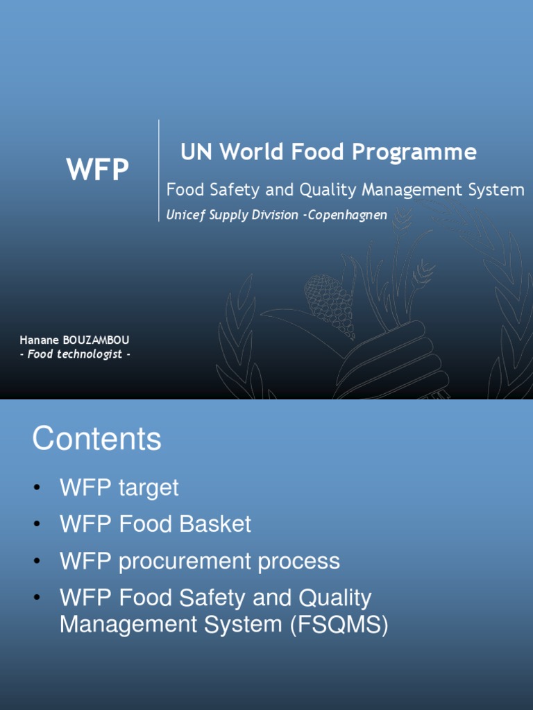 Hanane Bouzambou - WFP - Food Safety and Quality Management System ...