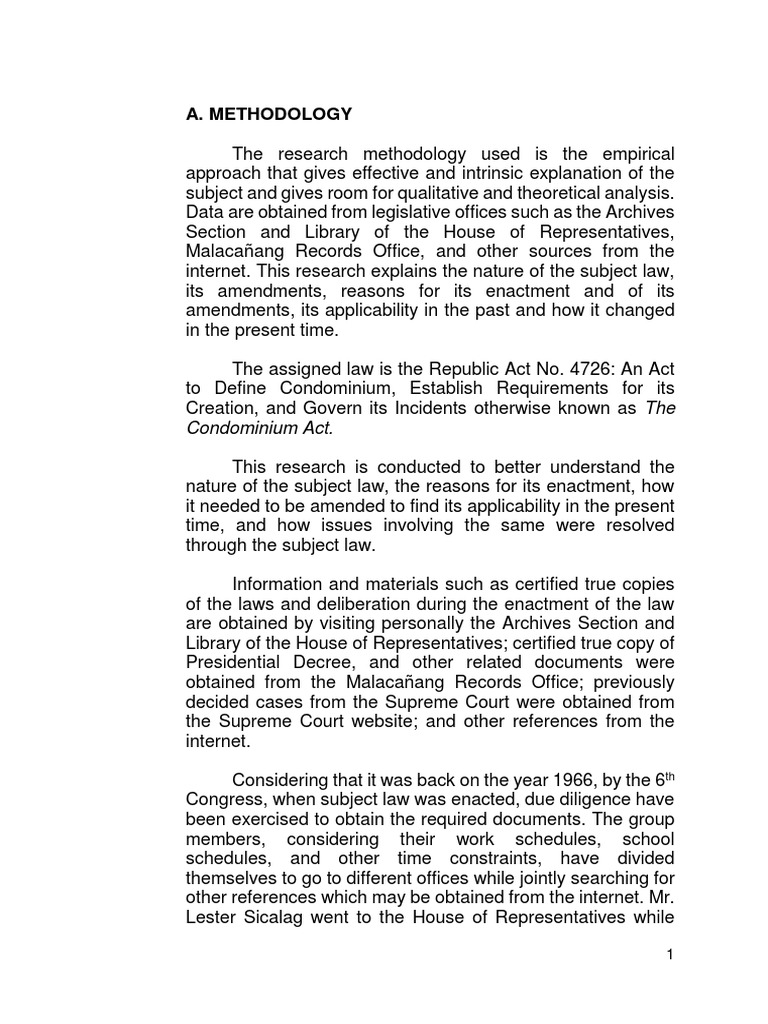 A. Methodology Condominium Act PDF Condominium Ownership