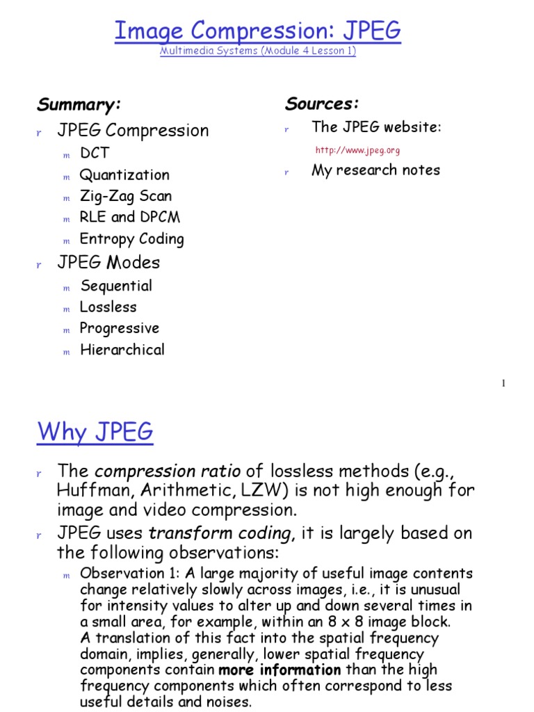 JPEG Compression Techniques Explained | PDF | Data Compression ...