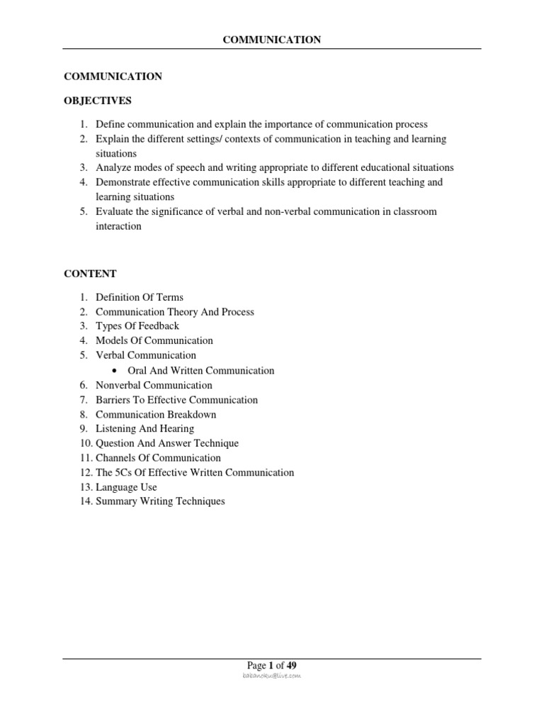 Communication in Education Essentials | PDF | Nonverbal Communication ...