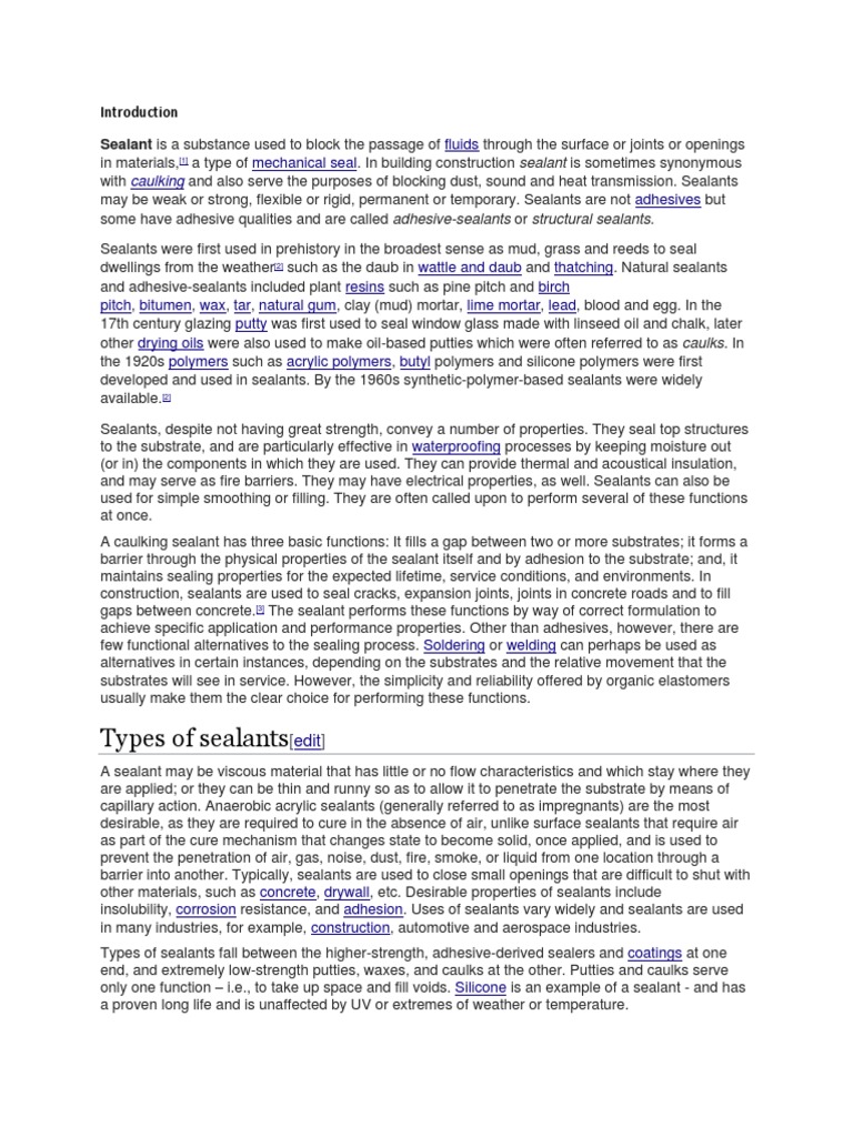Types of Sealants Caulking PDF Plastic Chemistry