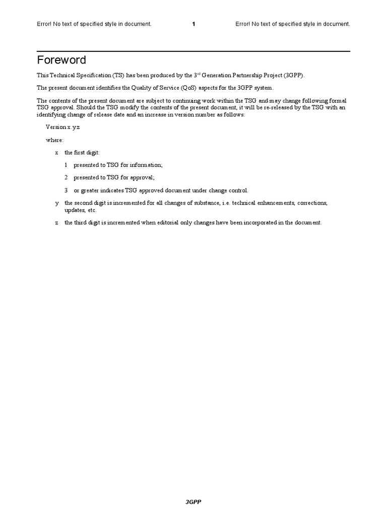 Foreword: Error! No Text of Specified Style in Document. Error! No Text ...