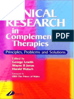 Clinical Research in Complementary Therapies Principles, Problems and Solutions