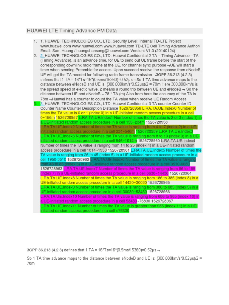 Huawei LTE Timing Advance Overview | PDF | Lte (Telecommunication ...