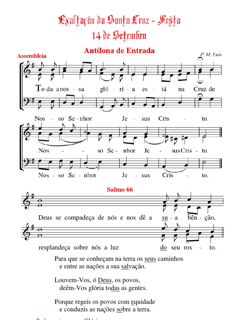 Cânticos da Missa da Exaltação da santa Cruz Teologia Crença e