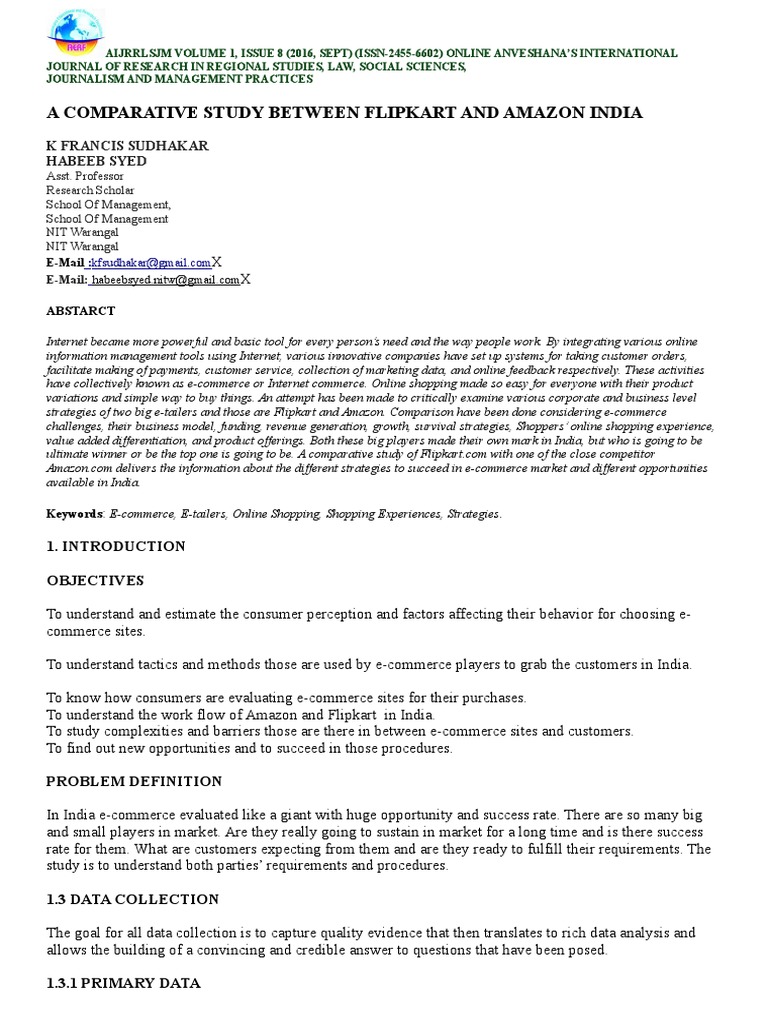 A Comparative Study Between Flipkart and Amazon India | PDF | E ...