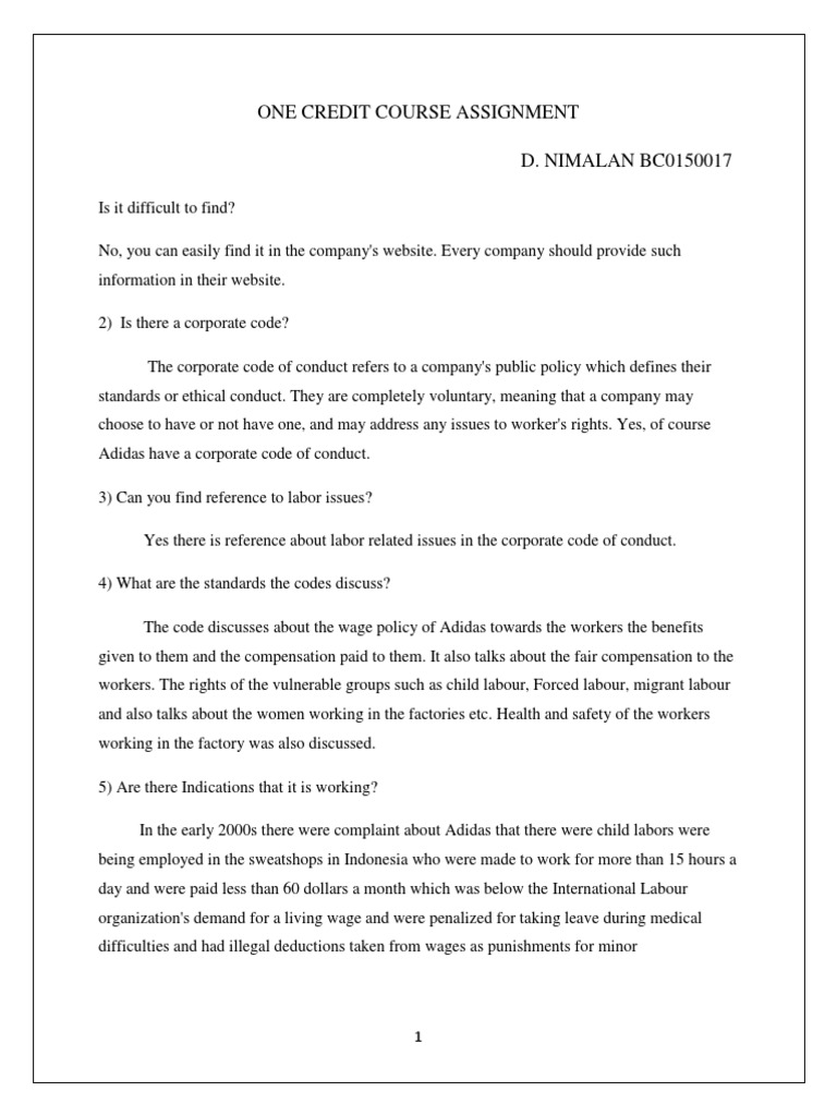 adidas code of conduct