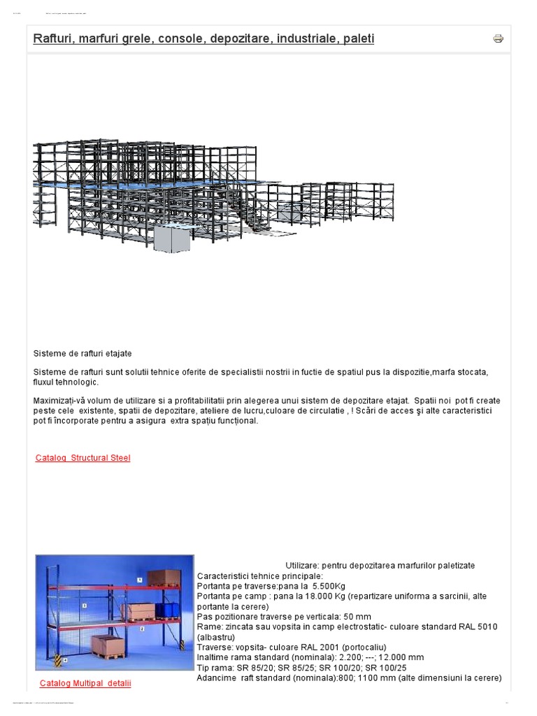 Rafturi, Marfuri Grele, Console, Depozitare, Industriale, Paleti | PDF