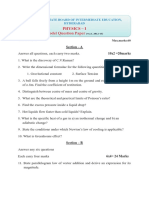 Model Question Paper: Physics - I