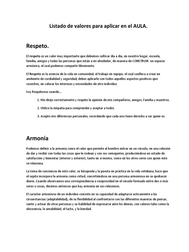 Aplicación de Valores en El Aula | PDF | Tolerancia | Familia