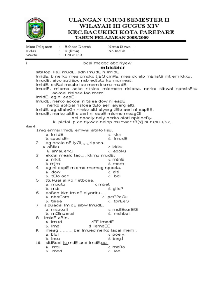 Soal Bhs Daerah Kls 5 Pdf