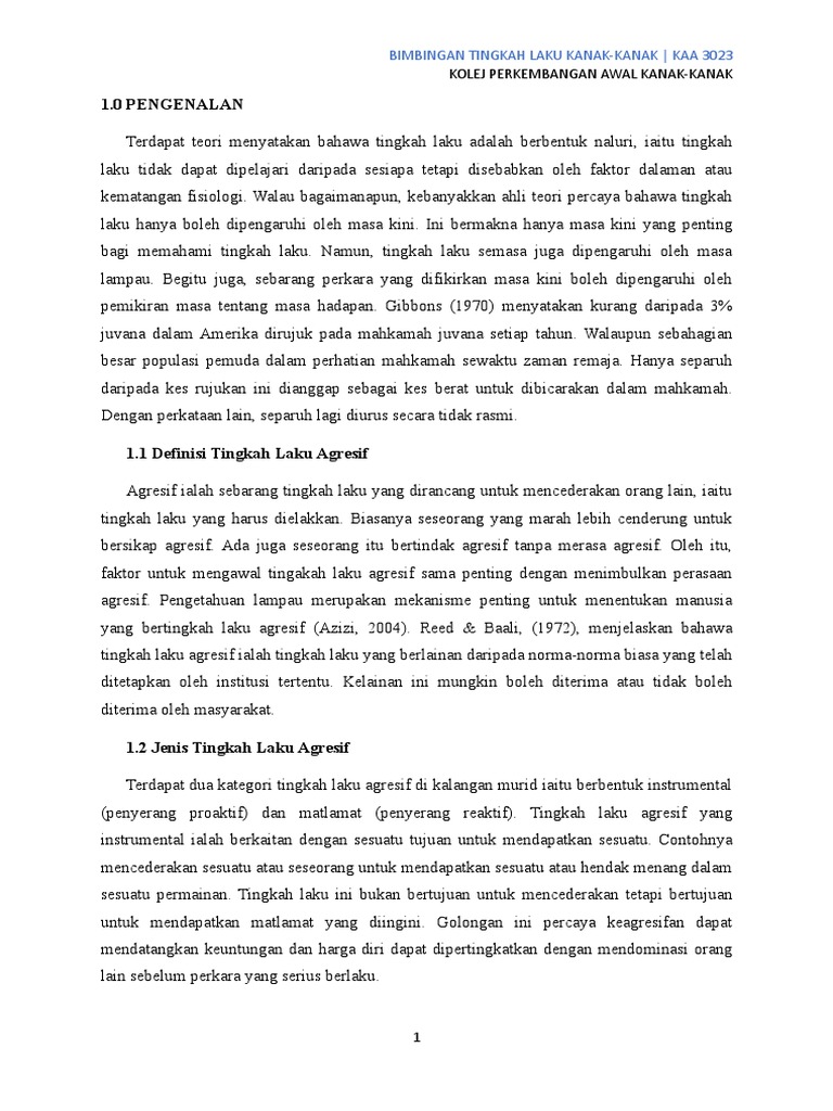 Bimbingan Tingkah Laku Kanak-Kanak  PDF