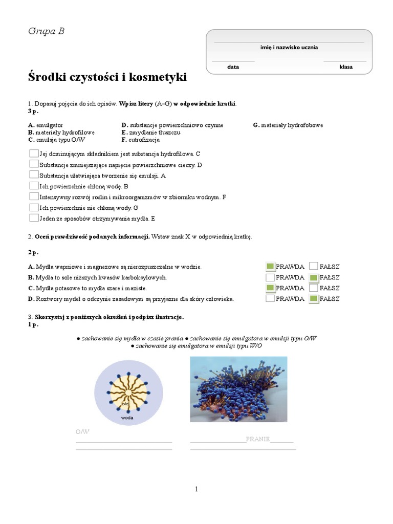 Substancje O Znaczeniu Biologicznym Sprawdzian Odpowiedzi
