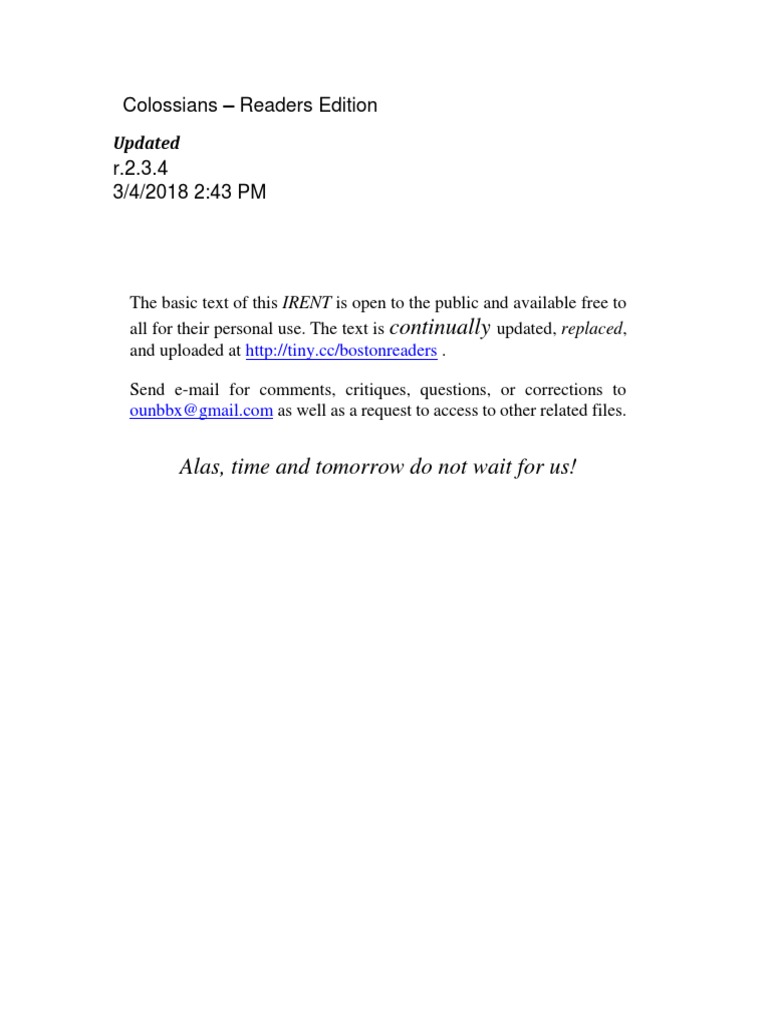 Letter To The Colossians | PDF | Epistle To The Colossians | Biblical ...