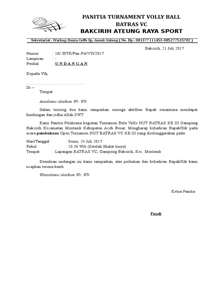 Surat Undangan Pembukaan